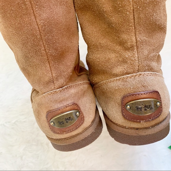 Coach tan suede slip on boots shearling RELISTED - Picture 5 of 10